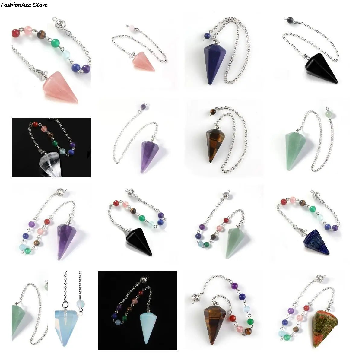 Healing Pendulum For Divination Pink Quartz Pendulums Biolocation Natural Gem Stone Chain Men Reiki Crystal Pendant