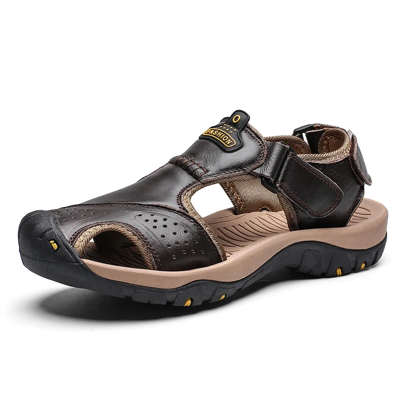 Outdoor Water Wading Leather Sandals Men Anti slip and Wear-resistant Summer Casual Shoes For Men Beach Sandals Soft Breathable