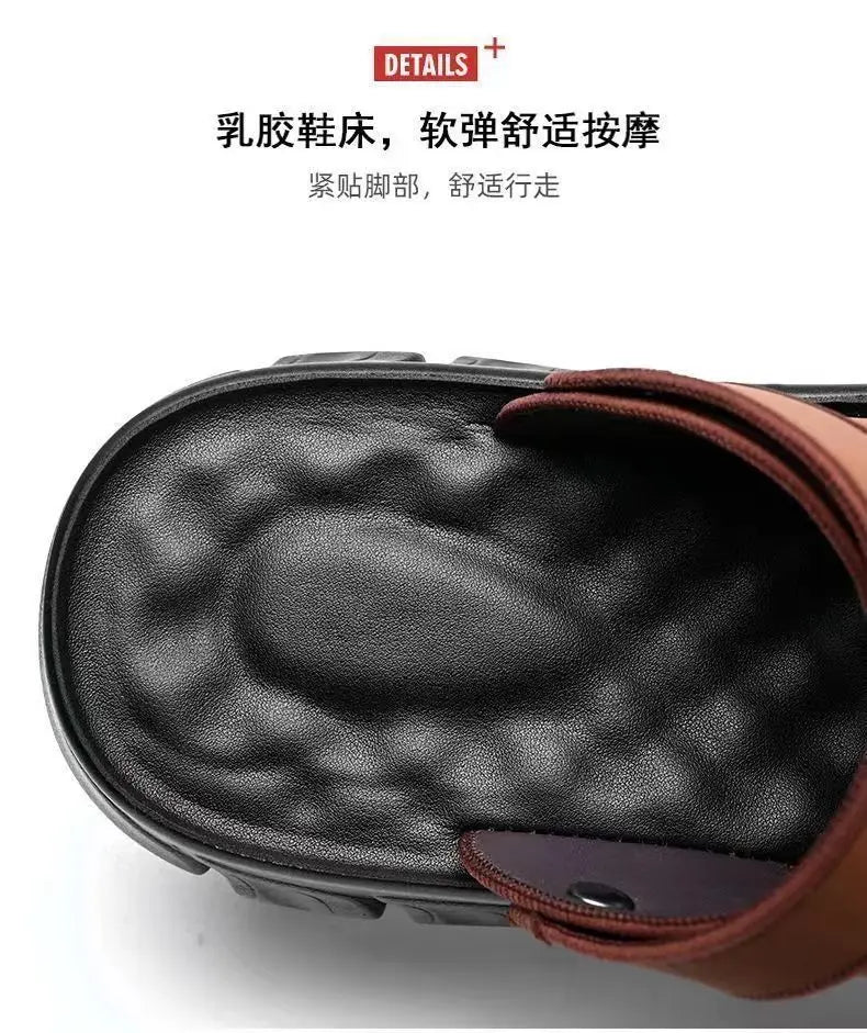 Sandals men's leather thick soled beach sandals for summer wear, non slip and wear-resistant dual-purpose sandals