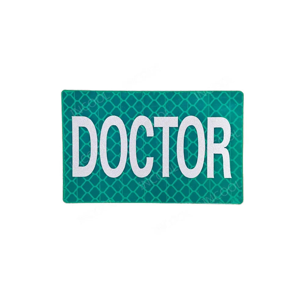 PRESS MEDIA INSTRUCTOR Doctor Nurse First Aid Staff IR Infrared Reflective Glow In Dark Patches Appliqued Embroidered Badges