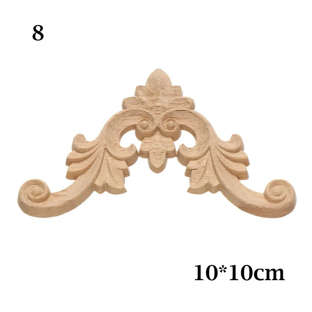 Furniture Parts Unique Natural Floral Wood Carved Corner Appliques Frame wooden Figurines Crafts Woodcarving Decorative