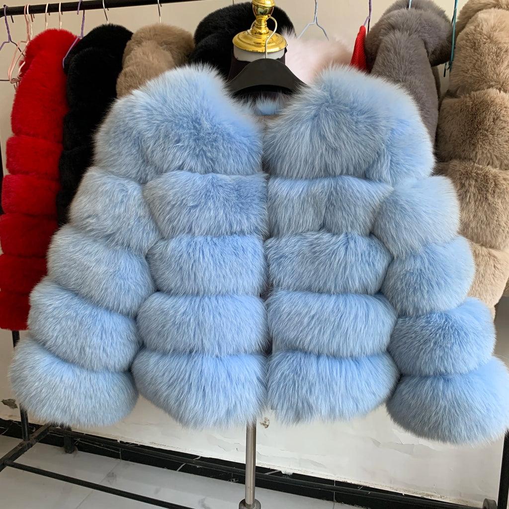 New real fox fur coat women's winter warm natural fur jacket Short raccoon fur coat 100% real fur coat high quality hot sale