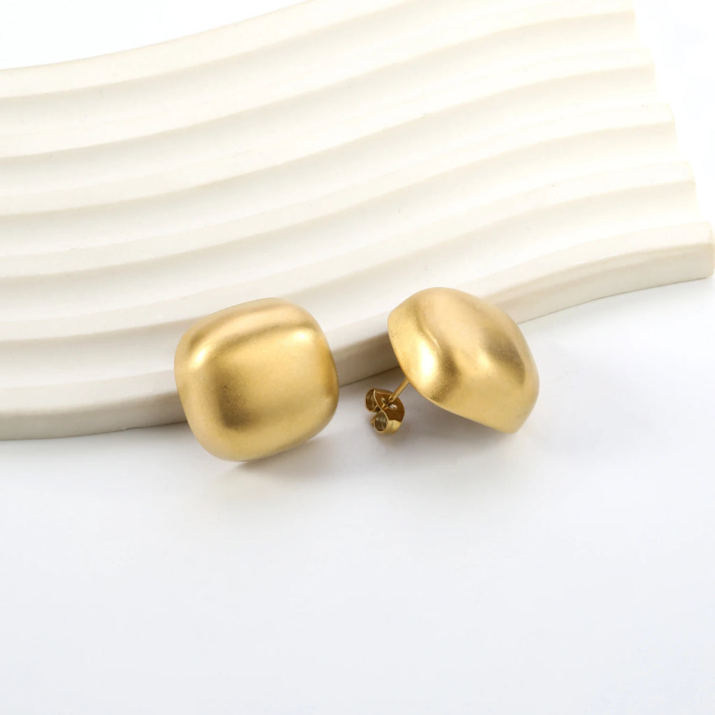LUXUKISSKIDS Minimalist Gold/Silver Plated Chunky Ball Stud Earrings for Women/Man Thick Bold Sphere Dome Post Round Earring New