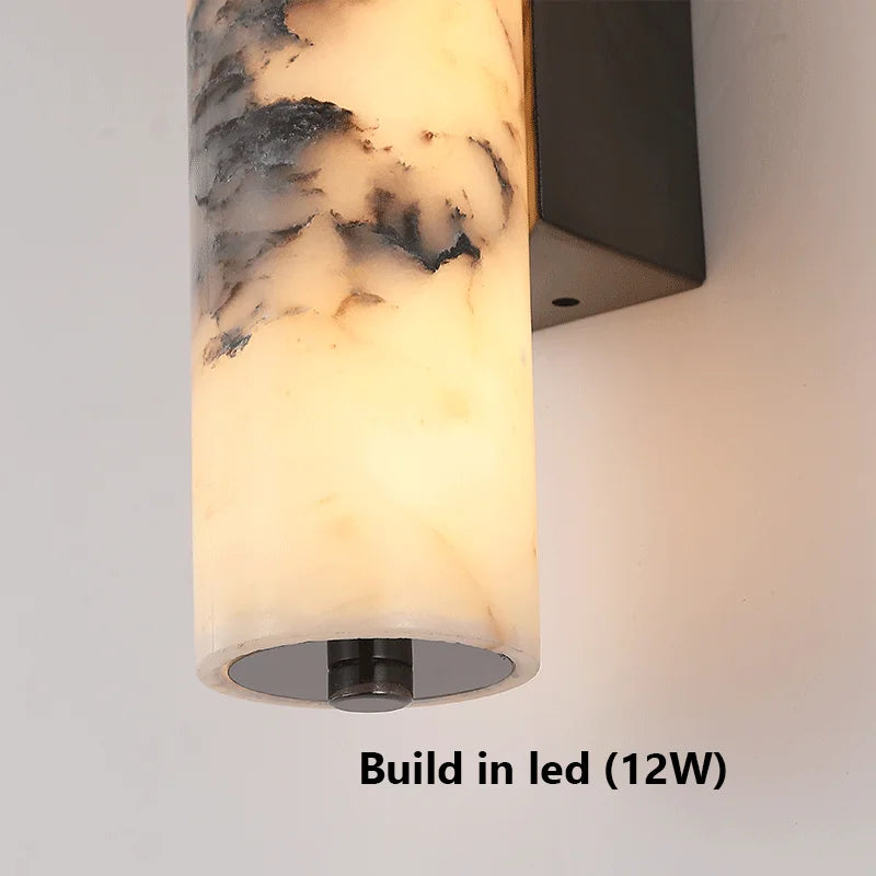 New Bedroom Wall Lamp Italian Style Natural Stone Black Marble Light Luxury Bedside Living Room Decoration Modern Wall Sconces