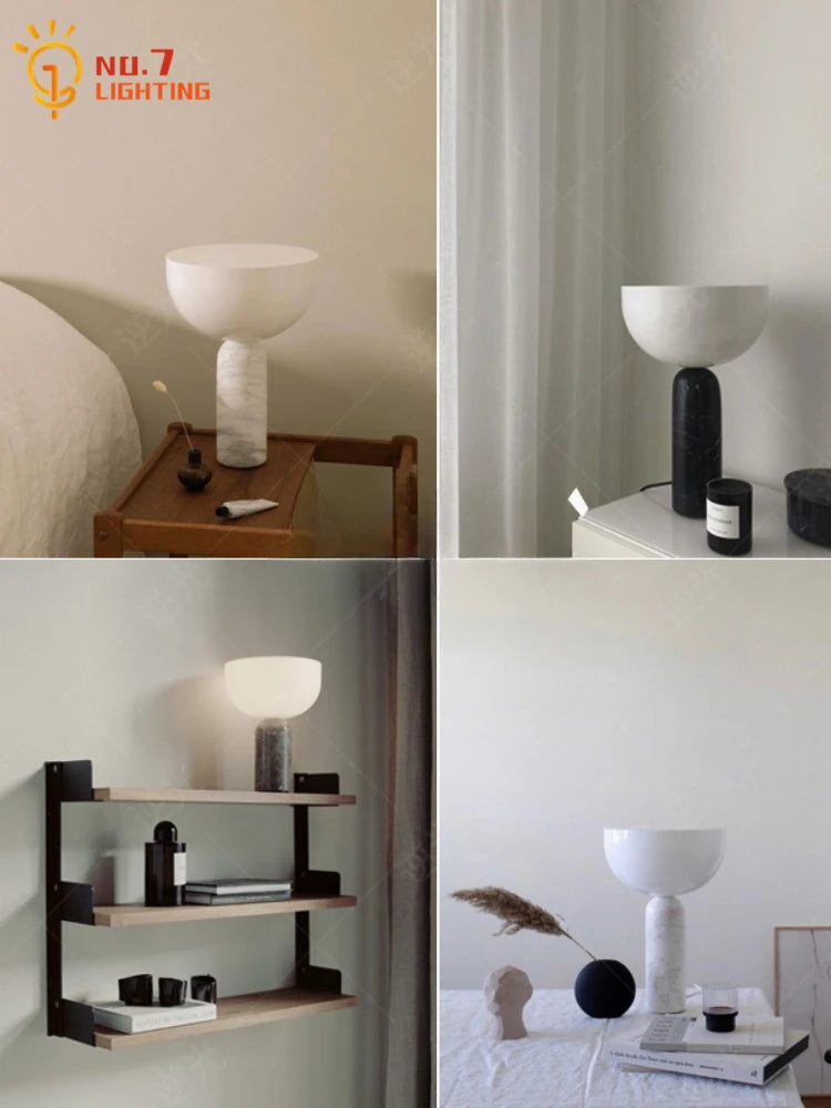 Danish Design Marble Mushroom Table Lamp LED Minimalist Modern Light Fixtures Home Decor Living Room Bedroom Study Bedside Cafe