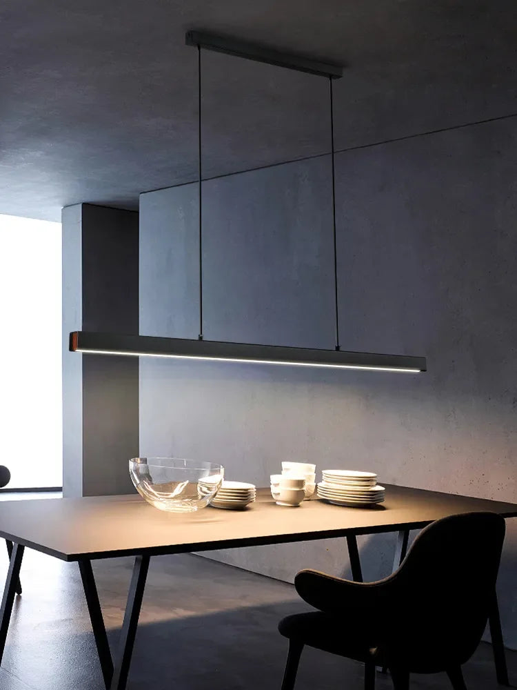 One word minimalist dining room chandelier modern long strip dining table lamp luxury dining room bar table lamp office light
