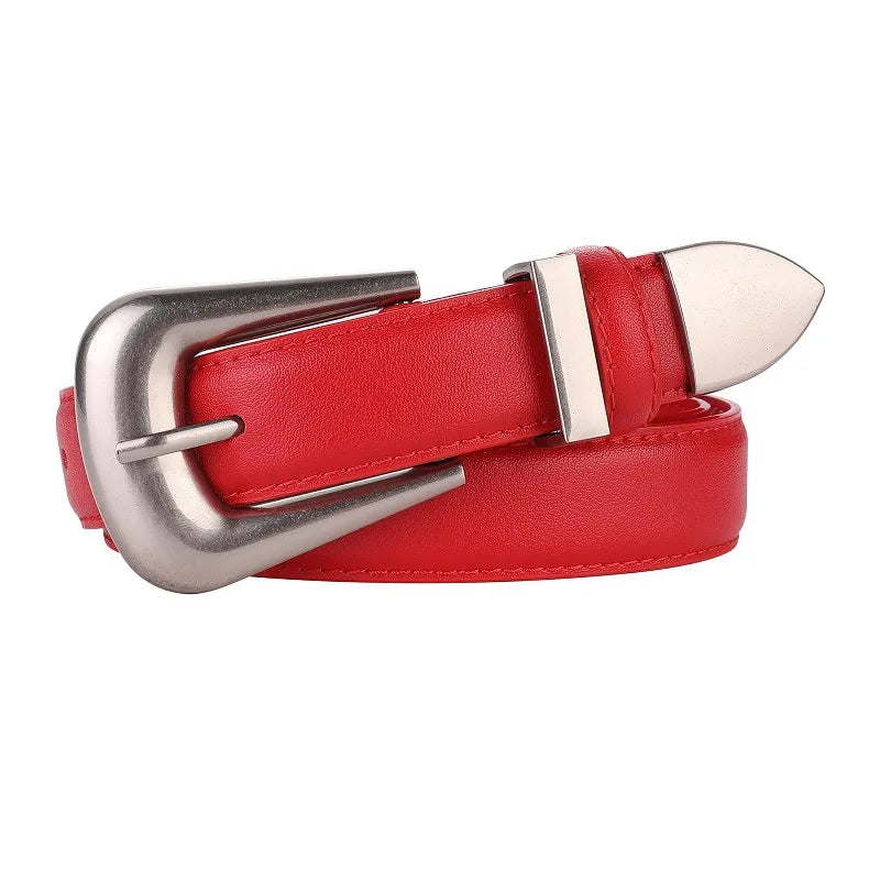 Genuine Leather Belt for Women Burgundy Leather Fashion Belts with Gold Metal Buckle Casual Luxury for Jeans Dresses