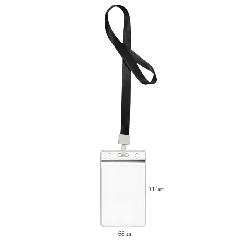 Cards Slots Double-sided Staff Work Card Cover Pass Access Card Holder Name Badge Holder ID Tag Bus Card Sleeve with Lanyard