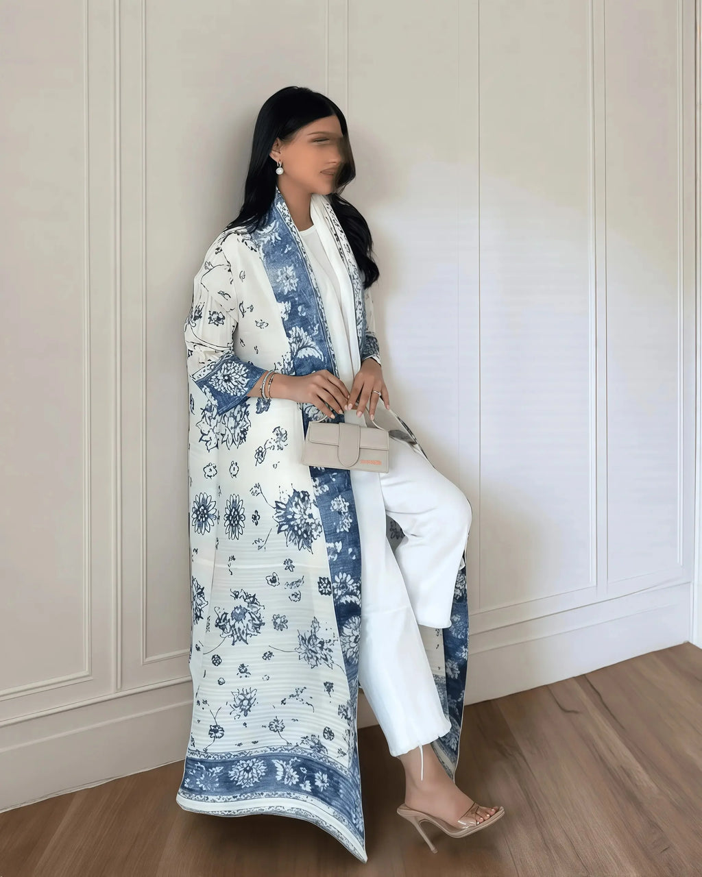 Women's Fold Miyake Pleated Abaya Long Sleeve Print Foldable Collar Robe Cardigan Coat New Winter Fashion Original Design 2024