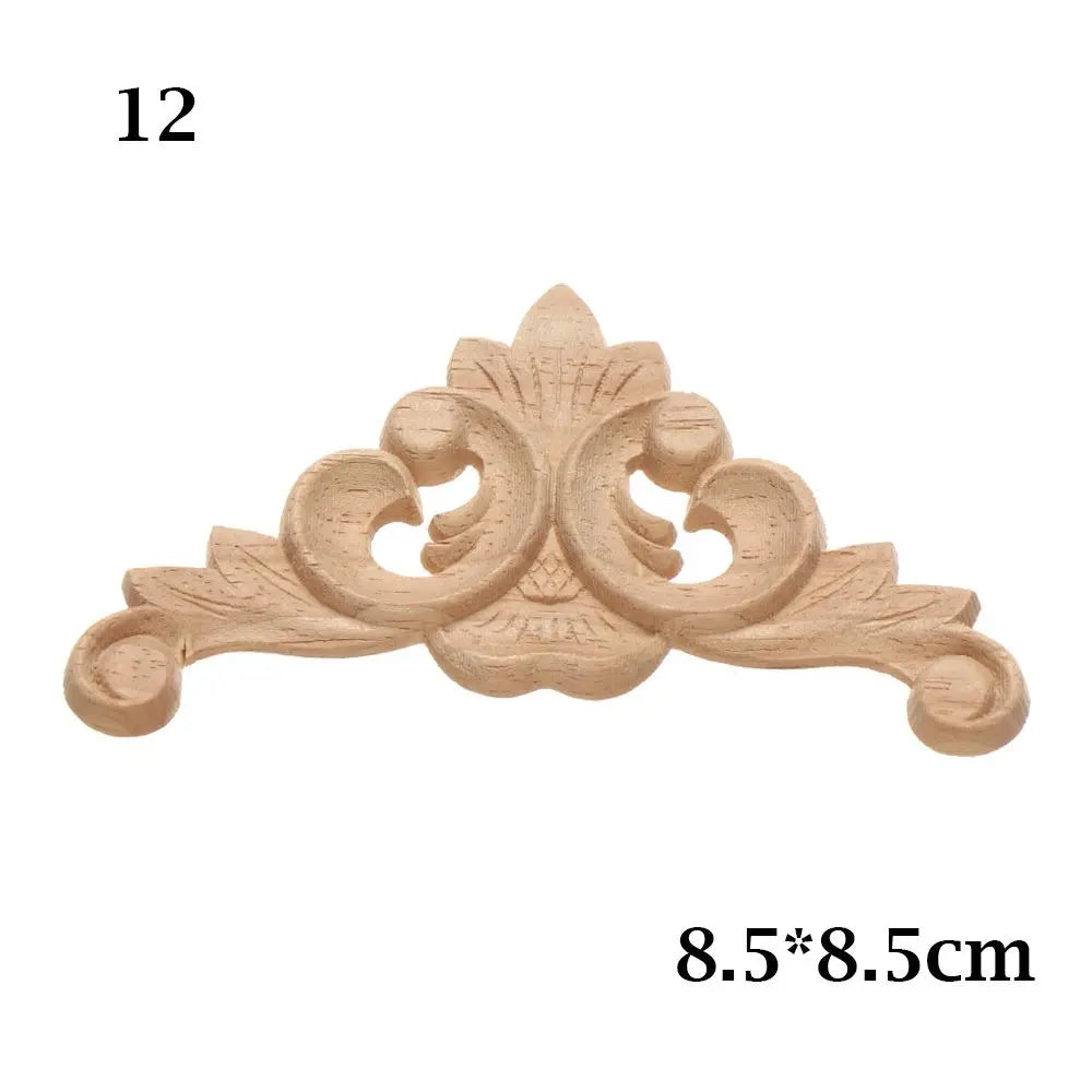Furniture Parts Unique Natural Floral Wood Carved Corner Appliques Frame wooden Figurines Crafts Woodcarving Decorative