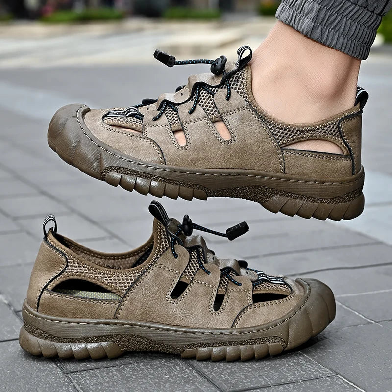 Summer Men Sandals Genuine Leather Mens Casual Shoes Outdoor Men Leather Sandals for Men Beach Shoes Roman mens Shoes