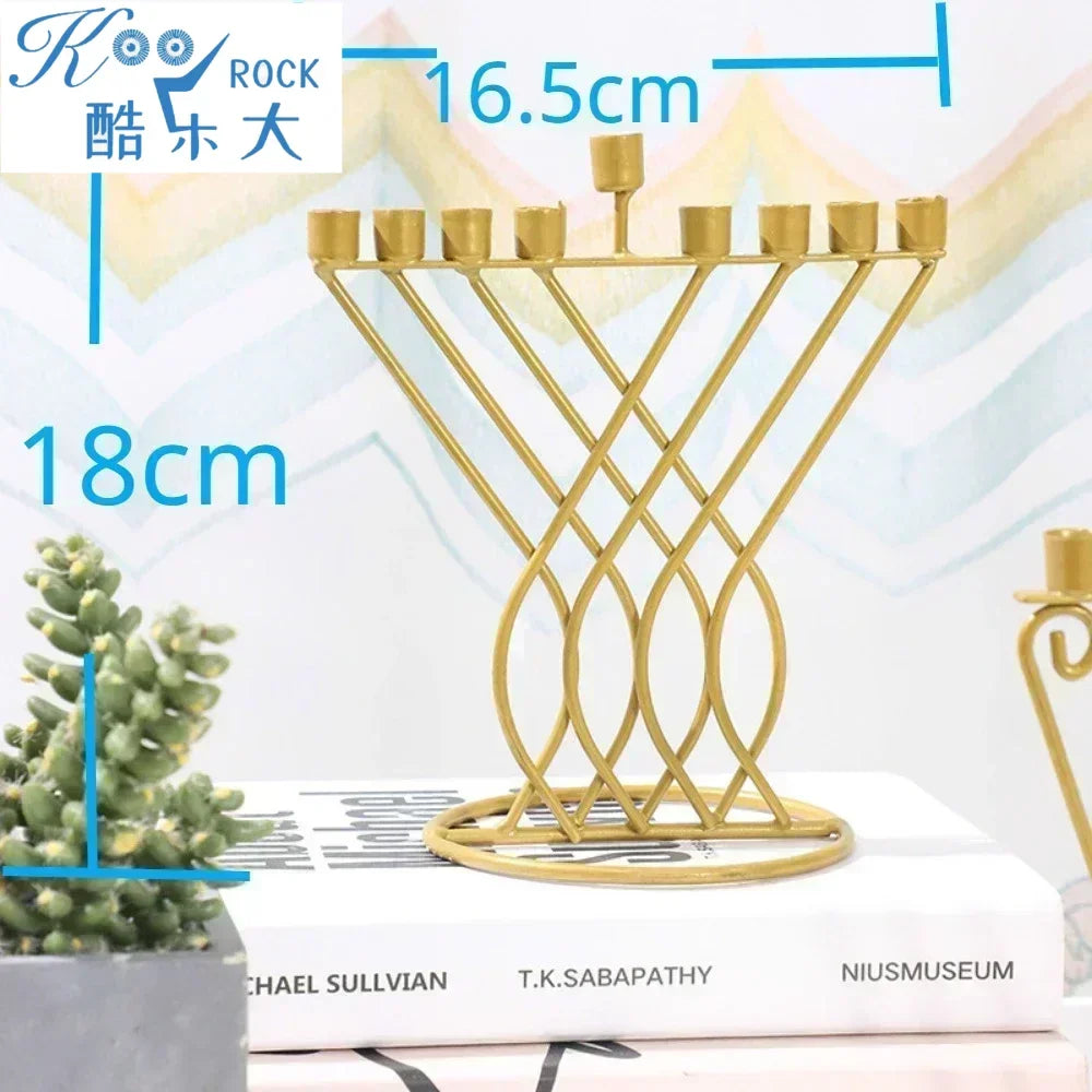Judaica 9 lamp candle holders,Hanukkah party iron craft decorations, Sabbath gift Chankiah Menorah