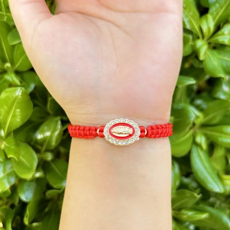 Mexican Religious San Judas Tadeo Jewelry Our Father Of Saint Jude Charm Handmade Rope Chain String Braided Bracelet for Women