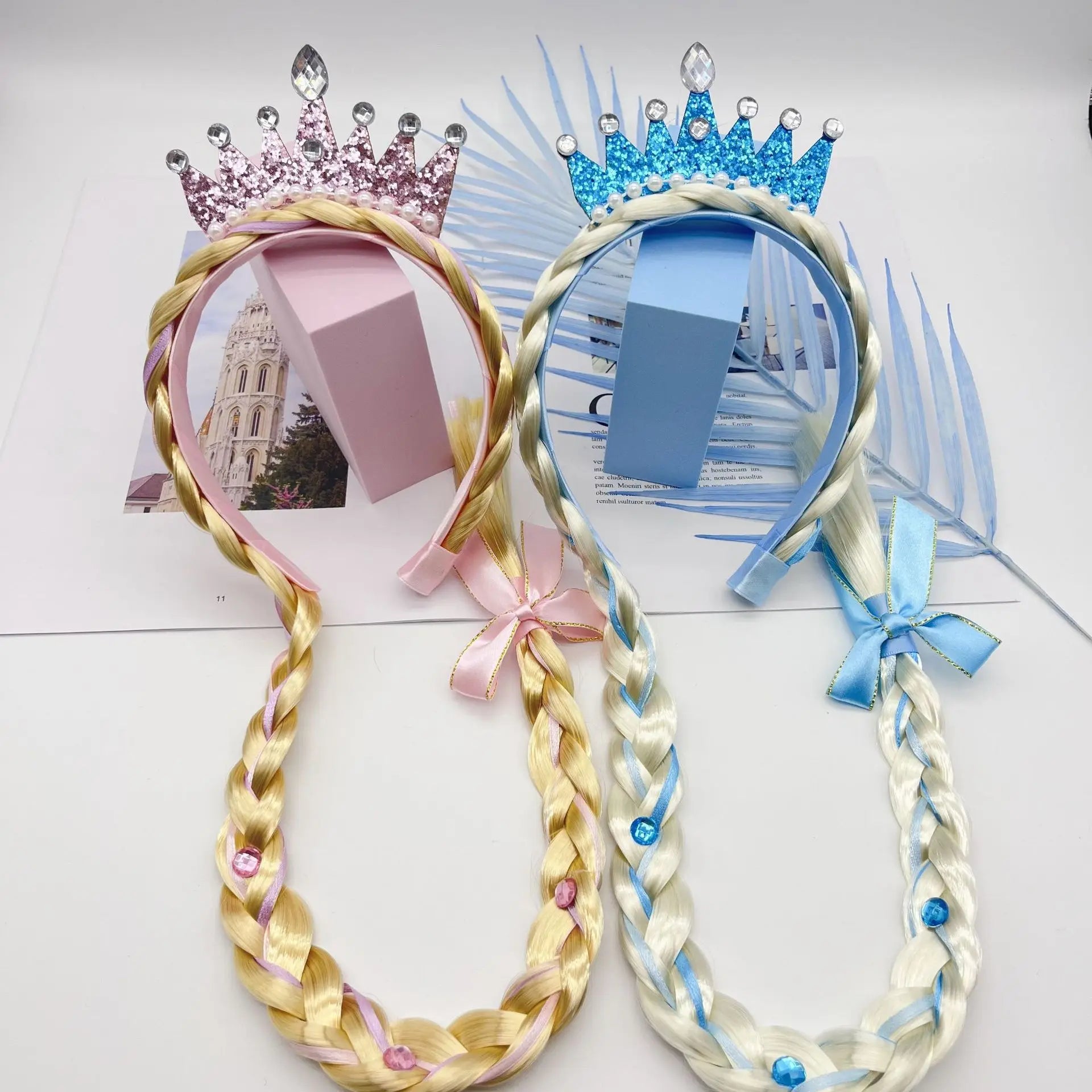 Girls Crown Headpiece Cosplay Princess Halloween Party Costumes Headband Wig Kawaii Headwear Kids Birthday Gifts