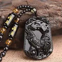 Natural Black Obsidian Money Buddha Pendant Necklace Chinese Hand Carved  Accessories Amulet for Men Women Fashion Jewelry