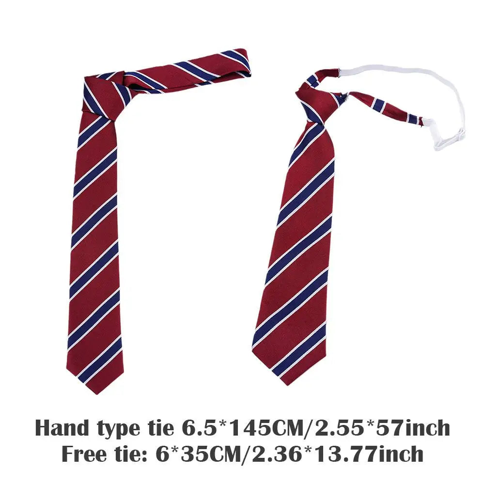 Women Men Stripe Tie Retro Jacquard Neck Tie Slim Necktie JK Korean College Style Simple All-match Trendy Accessories Daily Wear
