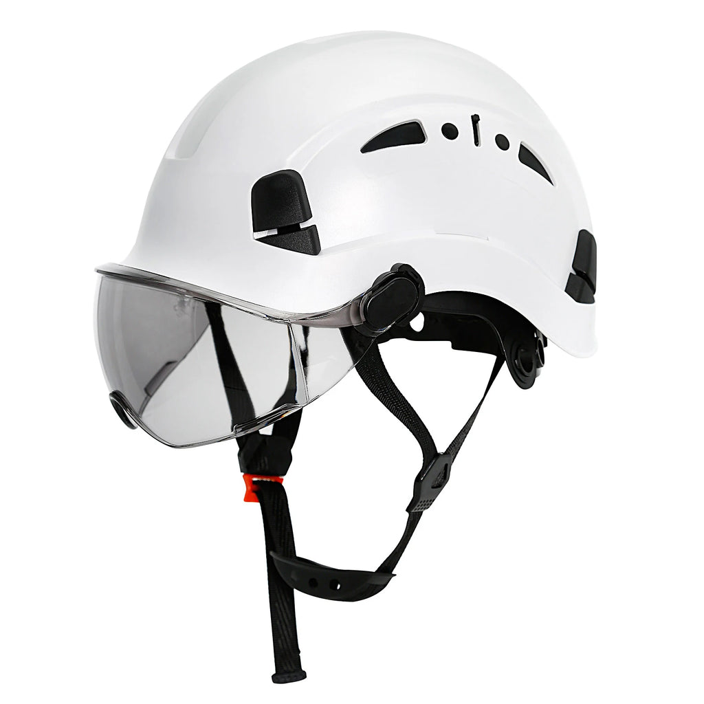 CE Safety Hard Hat with Visor Adjustable Vents Work Cap Head Protective Safety Helmet with Goggles Outdoor Riding Climing Rescue