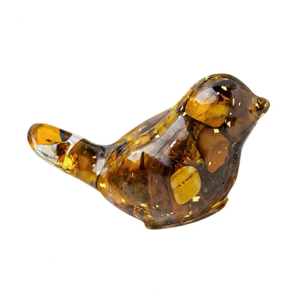 Natural Stone Colorful Bird Figurine Positive Healing Energy Hand-carved Faux Crystal Mini Bird Statue Home Office Desktop Decor