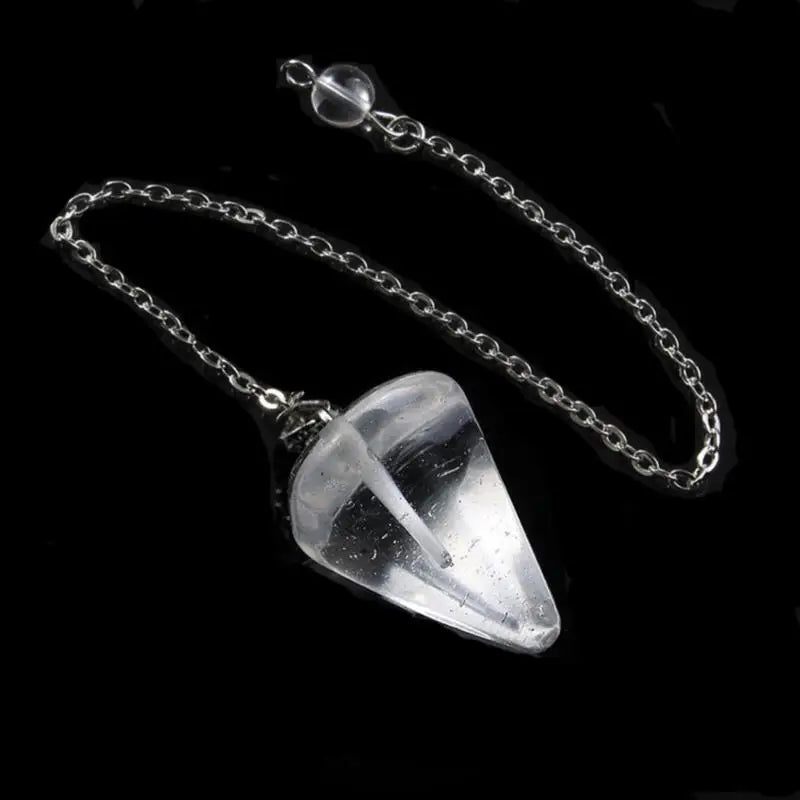 Healing Pendulum For Divination Pink Quartz Pendulums Biolocation Natural Gem Stone Chain Men Reiki Crystal Pendant