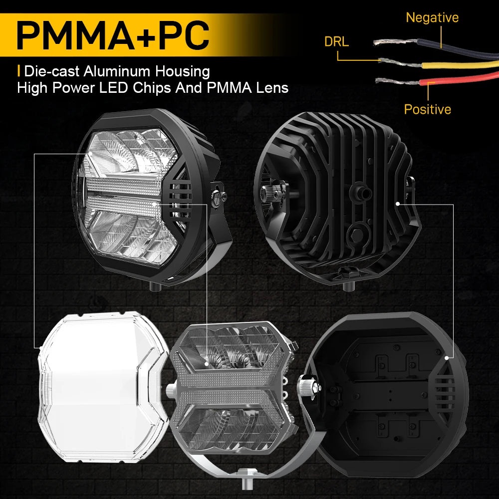 1Pair E-mark 4 Inch LED Work Lights 48W 12V 24V Flood Light Bar for Truck Jeep Lada Off Road 4x4  ATV UTV Boat Auxiliary Light