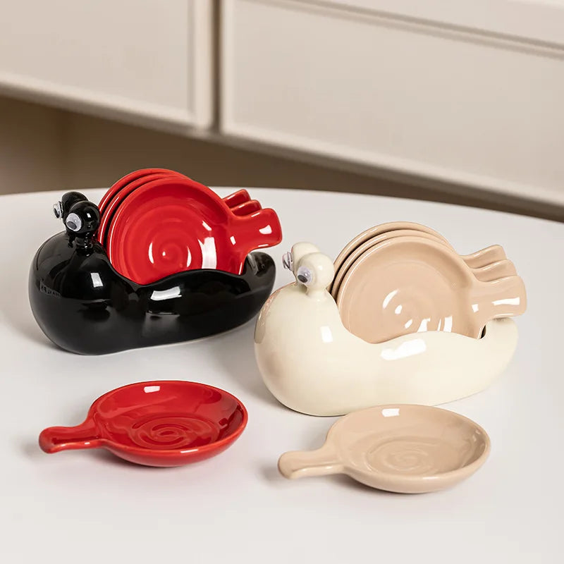 Snail Ceramic Small Dish Household Flavor Dish Hot Pot Dipping Dish Cute Creative Soy Sauce Dish Seasoning Vinegar Dish
