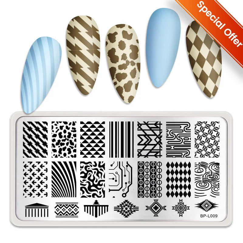 BORN PRETTY Stamping Plates Nail Art Templates Flower Natural Animal French Tips  DIY Nail Design Image Stencil Tool Manicure