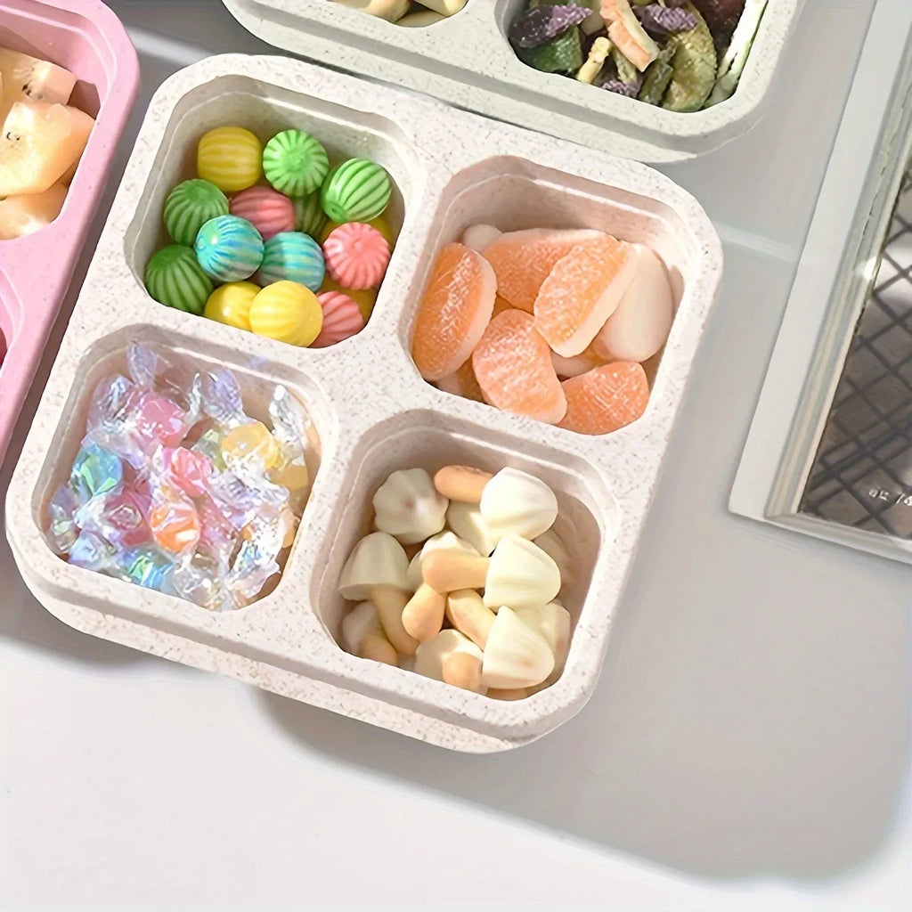 1PC -  Bento Snack Boxes with 4 Compartments – Reusable, Travel-Friendly Meal Prep Containers for Work & School