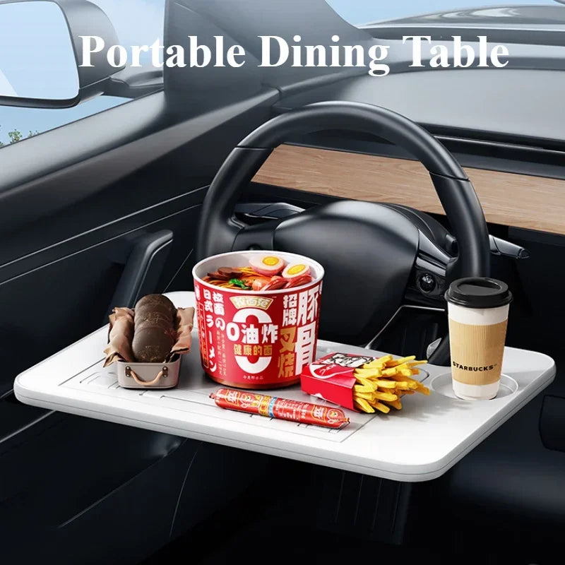 Hipacool Adjustable Car Laptop Computer Desk Mount Stand Car Steering Wheel Portable Foldable Tray Board Table for Work Eat Read