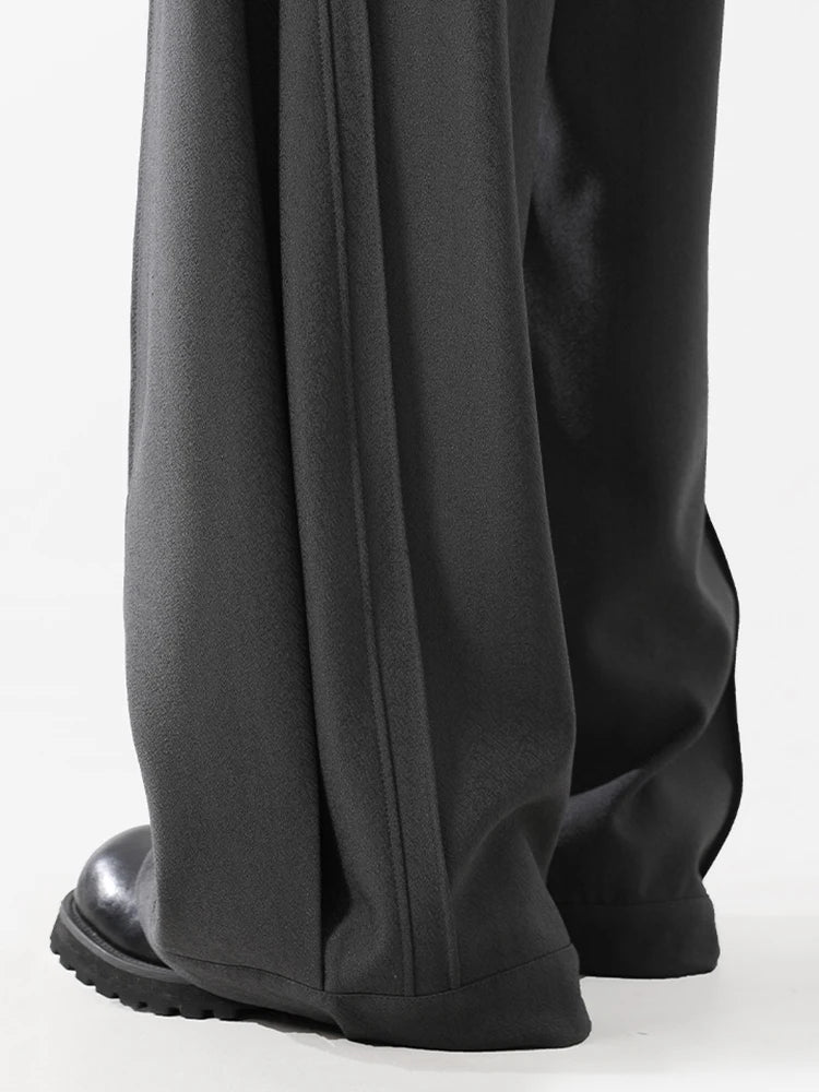 REDDACHiC Men's Pleated Silhouette Wide Leg Pants Unisex Casual Loose Clean Fit Barrel Plain Black Trousers Office Work Clothes