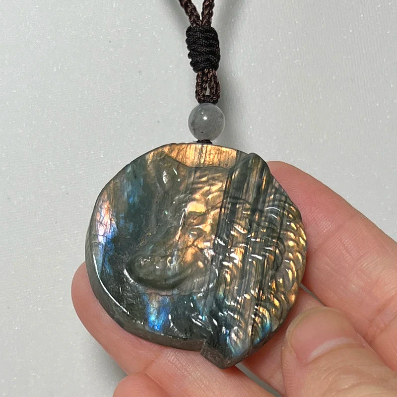 Necklace Pendant Natural Stone Irregular Shape Bead Blue Green Orange Labradorite Pendant for Women Men Jewelry 1Pcs