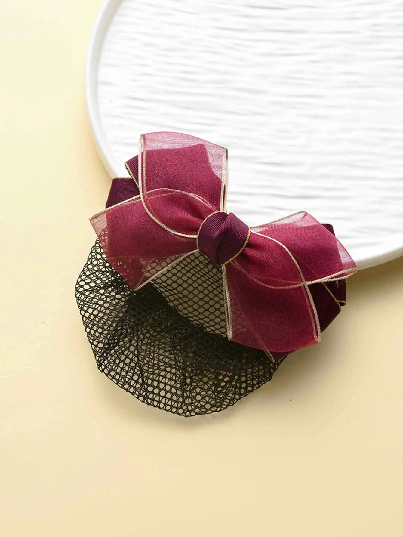 Head Flower Net Bag Professional CCB Postal Nurse Hotel Stewardess Uniform Belt Thin Online Work Tray Hair Net Bag Bow