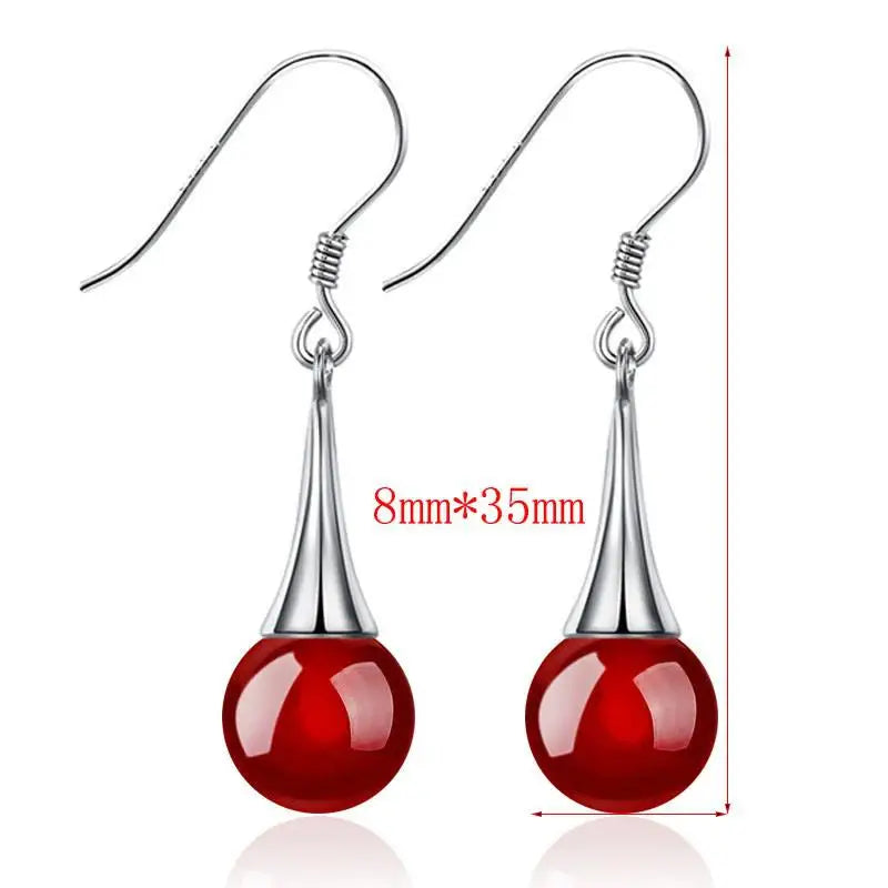 Korean Red Natural Stone Drop Earrings For Women Natural agate Jewelry Bridal Party Wedding Tassel Earrings 2023 Trendy 2Z40