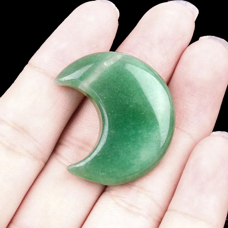 1PC Moon Shaped Natural Stones Healing Reiki Crystal 30mm Carved Gemstones for Meditation Balancing  Home Decor