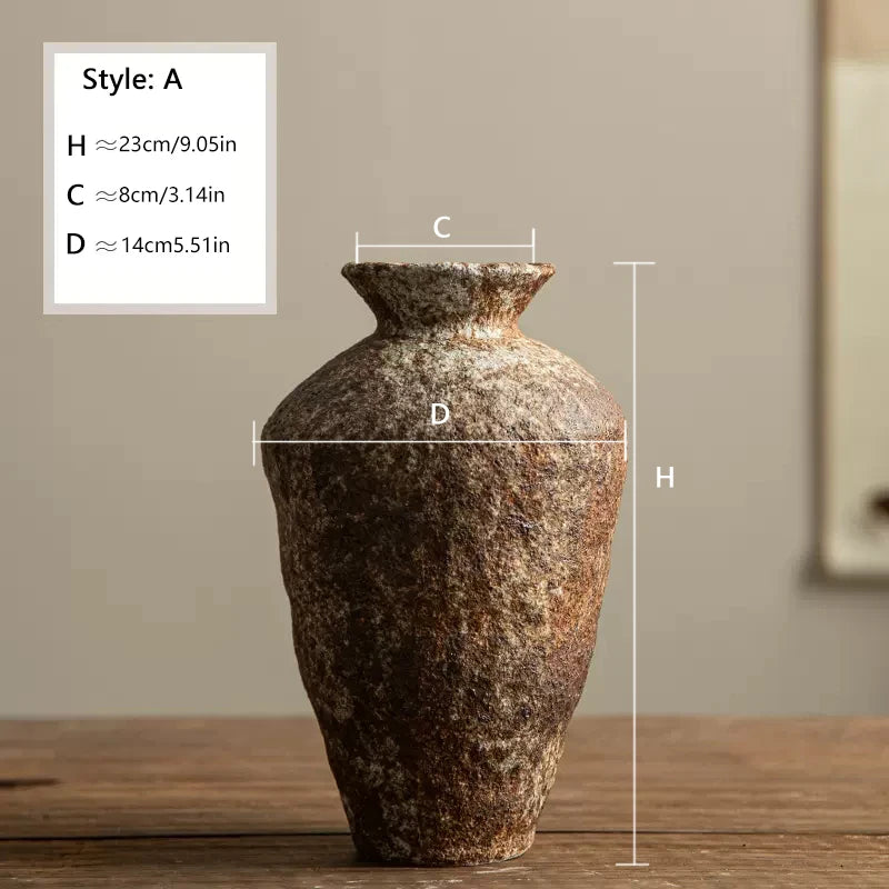 Ceramic active glaze surface rustic vase vintage vase zen decoration rough pottery pot handmade vintage porcelain vase