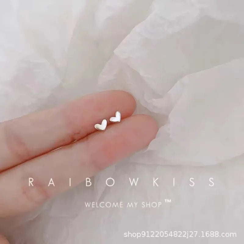 Tiny Minimalist Korean Mini Small Heart Stars Stud Earrings For Women Butterfly Heart Star Piercing Ear Studs