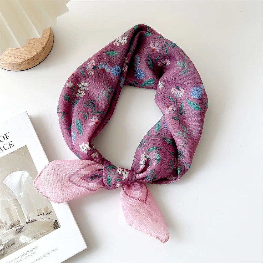 Fashion Cotton Linen Shawl Square Scarf for women sweet Cherry Print Hijabs Ladies Wraps summer sunscreen Bandanas Head scarf