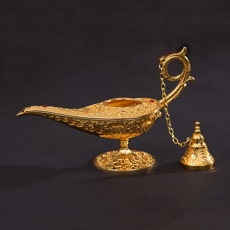 ERMAKOVA Classic Rare Hollow Legend Aladdin Magic Genie Lamps Incense Burners Retro Wishing Oil Lamp Home Decor Gift