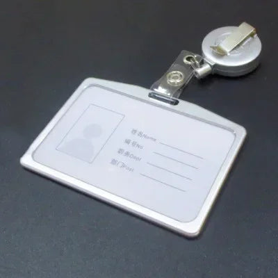 Aluminum Alloy Card Holder Retractable Badge Reel Lanyard Employee Staff Name ID Card Card Holder Business Supplies