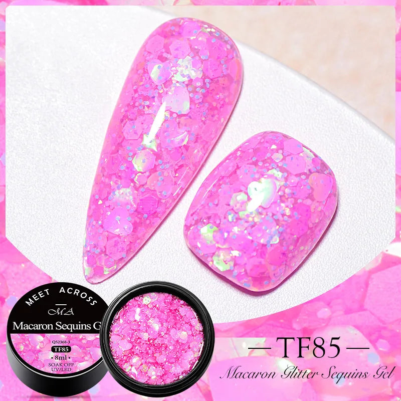 MEET ACROSS 5ML Blue Dried Flower Gel Nail Polish Natural Flower Fairy Nail Art Soak Off UV LED Painting Gel Varnish For Nails