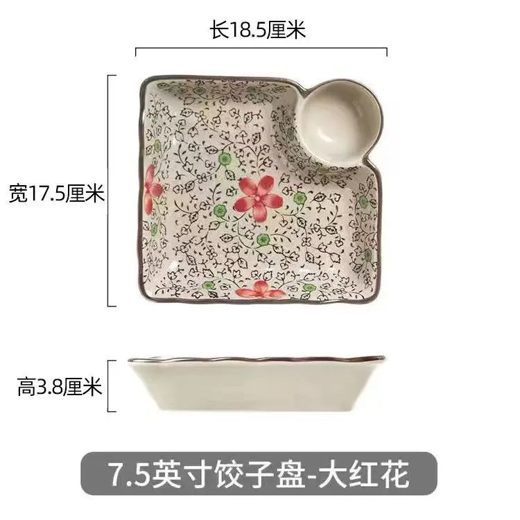 8/10Inch French Vintage Rose Ceramic Plate European Style Dinner Dishe Plates Salad Dessert Dinner Dish Household Art Tableware