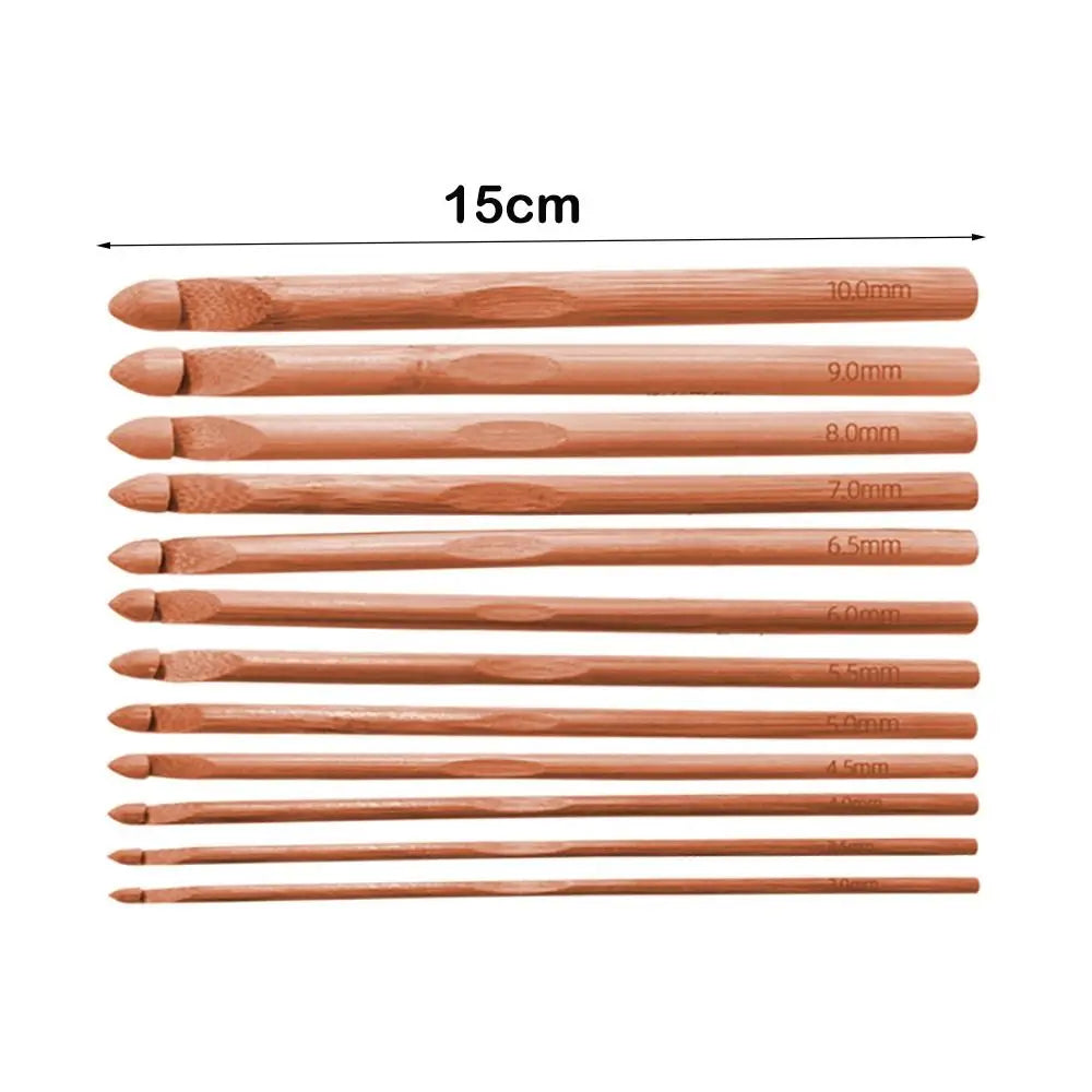 Small Size 3-12mm Bamboo Crochet Set Natural Handmade Knitting Tool For Creative Ornaments Handicrafts DIY Knitting Accessory