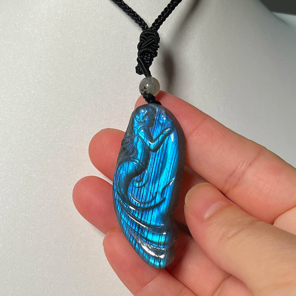 Necklace Pendant Natural Stone Irregular Shape Bead Blue Green Orange Labradorite Pendant for Women Men Jewelry 1Pcs