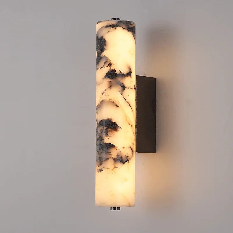 New Bedroom Wall Lamp Italian Style Natural Stone Black Marble Light Luxury Bedside Living Room Decoration Modern Wall Sconces