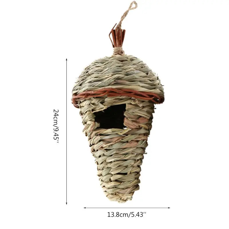 19 Birds Nest Bird Cage Natural Grass Egg Cage Bird House Outdoor Decorative Weaved Hanging Parrot Nest Houses Pet Bedroom