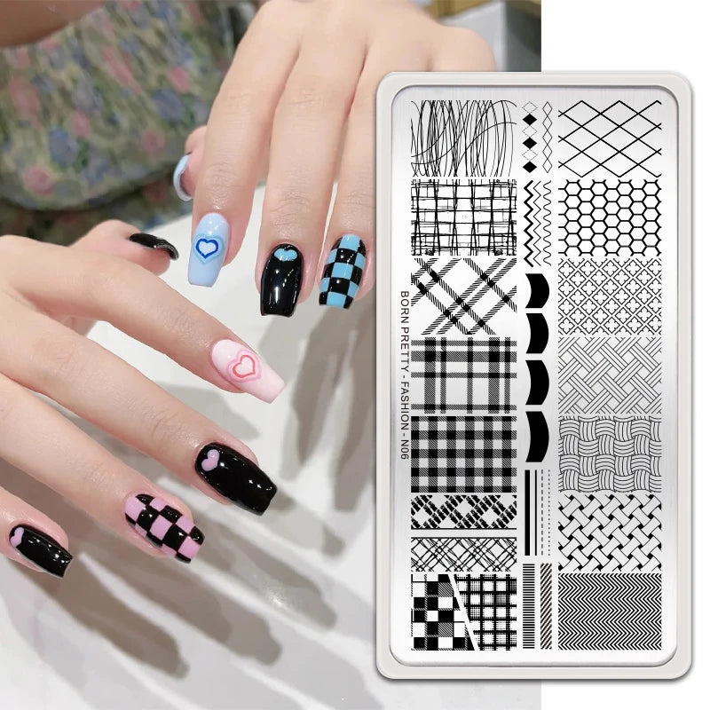 BORN PRETTY Stamping Plates Nail Art Templates Flower Natural Animal French Tips  DIY Nail Design Image Stencil Tool Manicure
