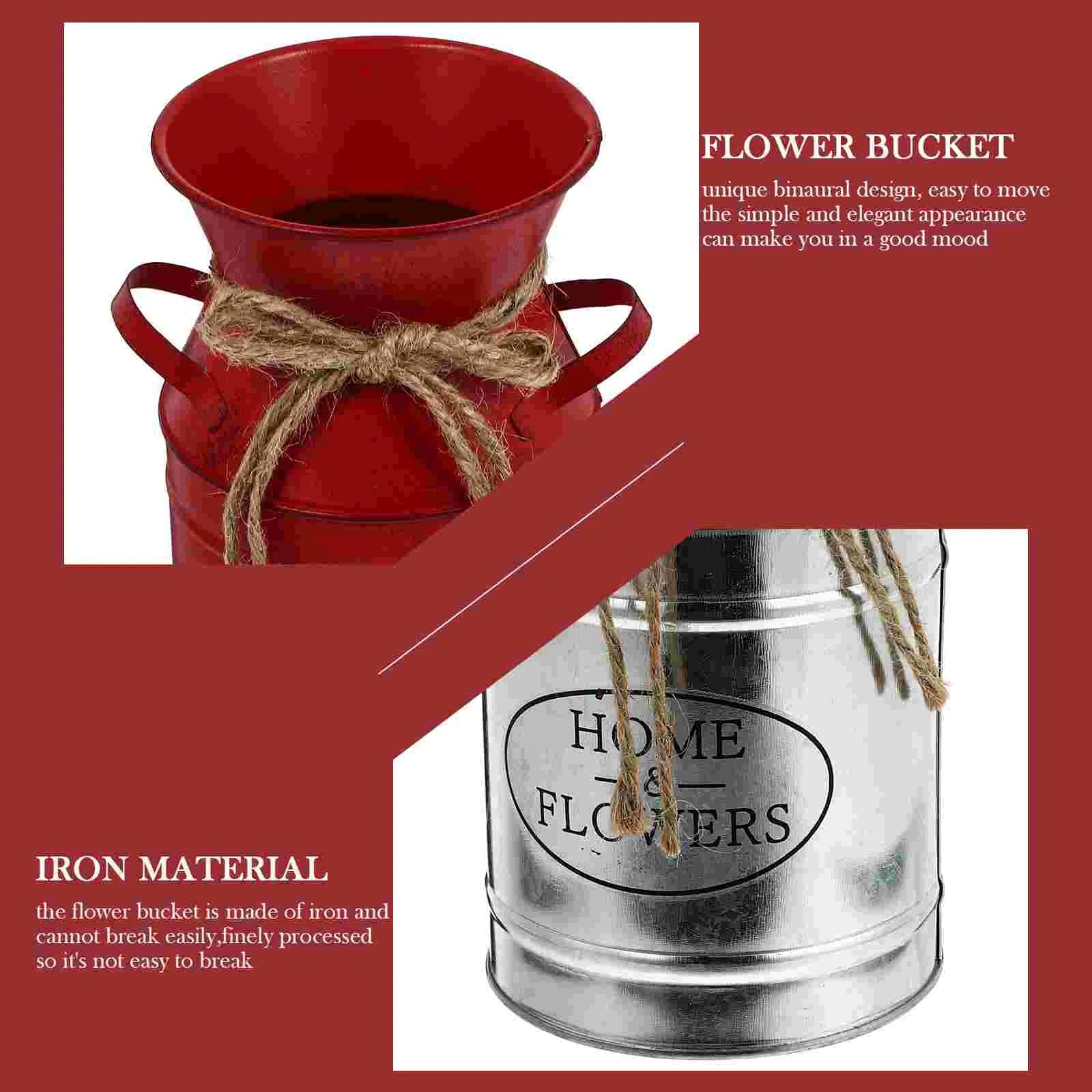 Flowerpot Bucket Delicate Iron Home Decor Retro Style Photo Prop Kettle Container Display Large