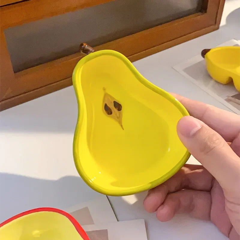 Cute Cartoon Ceramic Dish Plates Fun Fruit Shape Household Snack Plate for Wedding Luxury Sauce & Seasoning Serving Small Plate