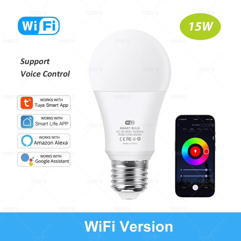 ZigBee Tuya Wifi Bluetooth LED Bulb Smart Life App Control Dimmable GU10 E27 E14 RGB CW Smart Light Bulbs Work With Alexa Google