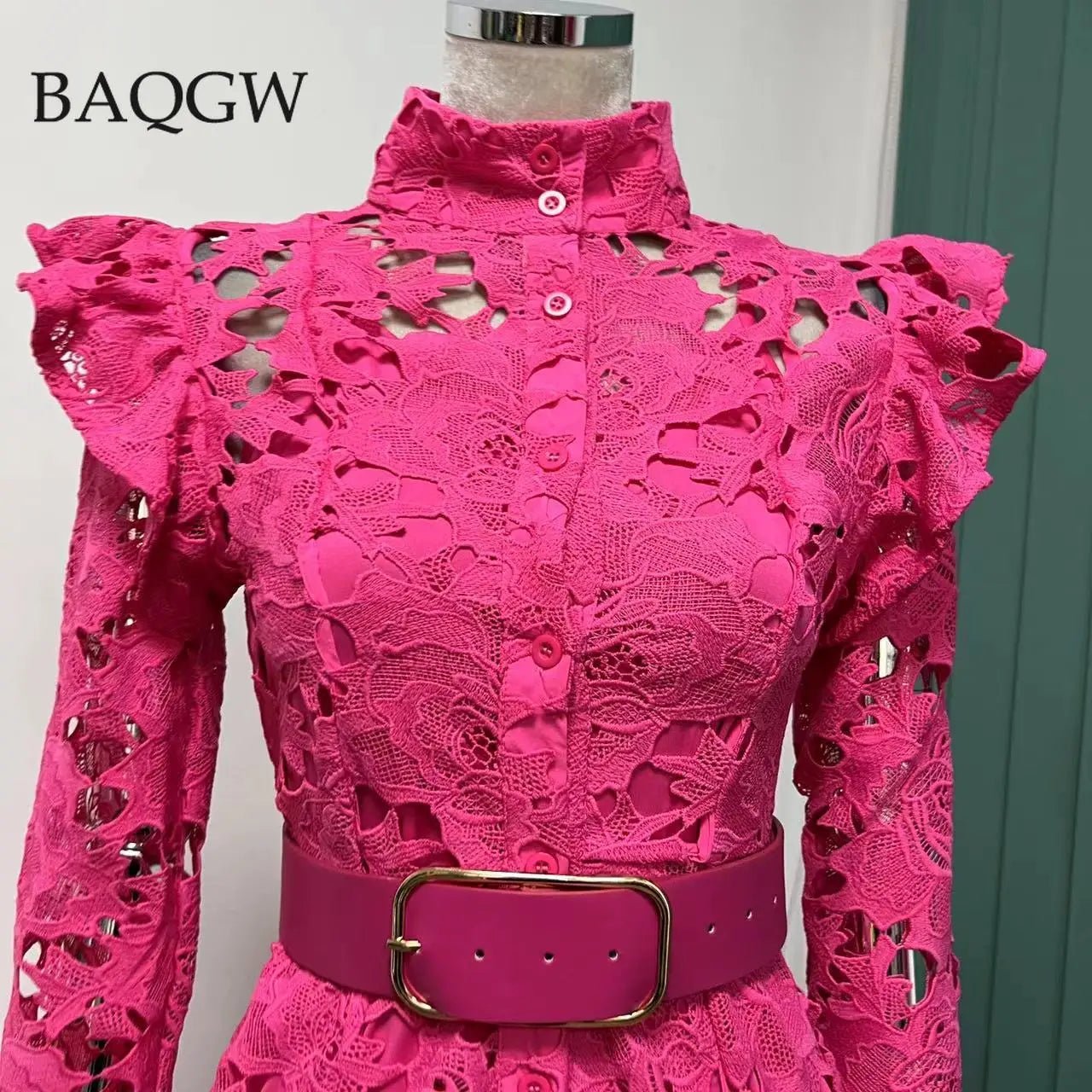 Minimalist Solid Dresses for Women Stand Collar Long Sleeve High Waist Spliced Hollow Out Slim Chic Dress Female Summer 2023