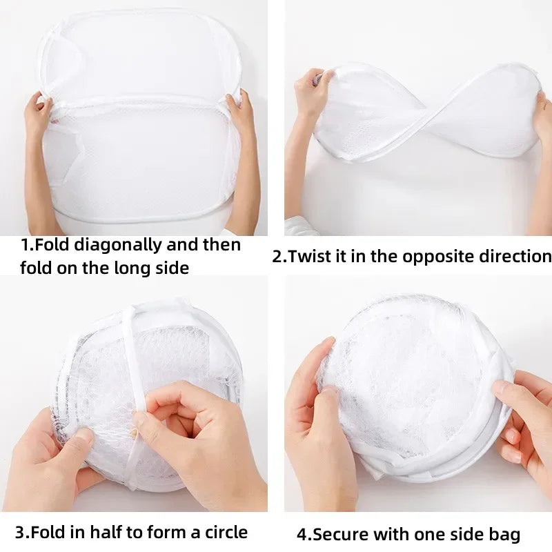 Portable Mesh Pop Up Laundry Hamper Wide Opening Breathable Collapsible Space-Saving Laundry Basket Dorm Travel Bathroom Items